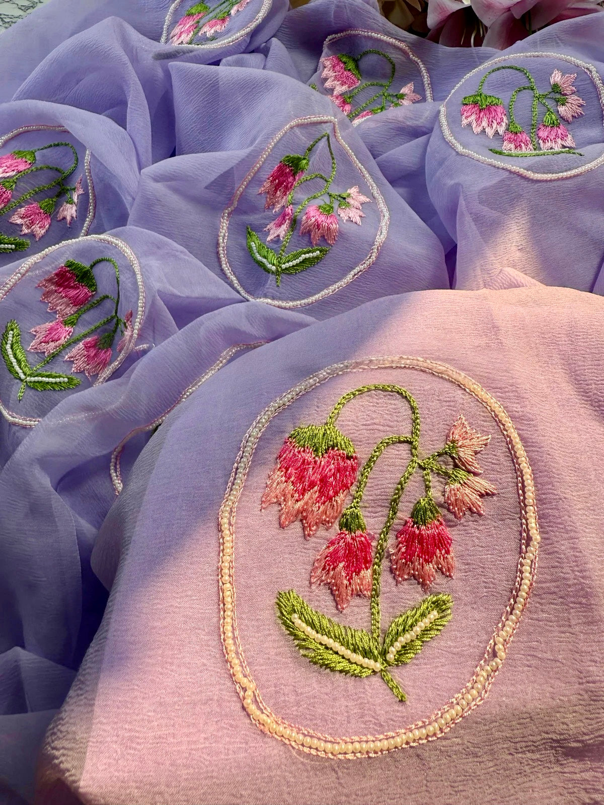 Lavender Resham Tulip saree
