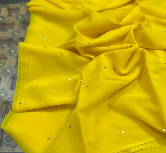 Yellow sequins work saree
