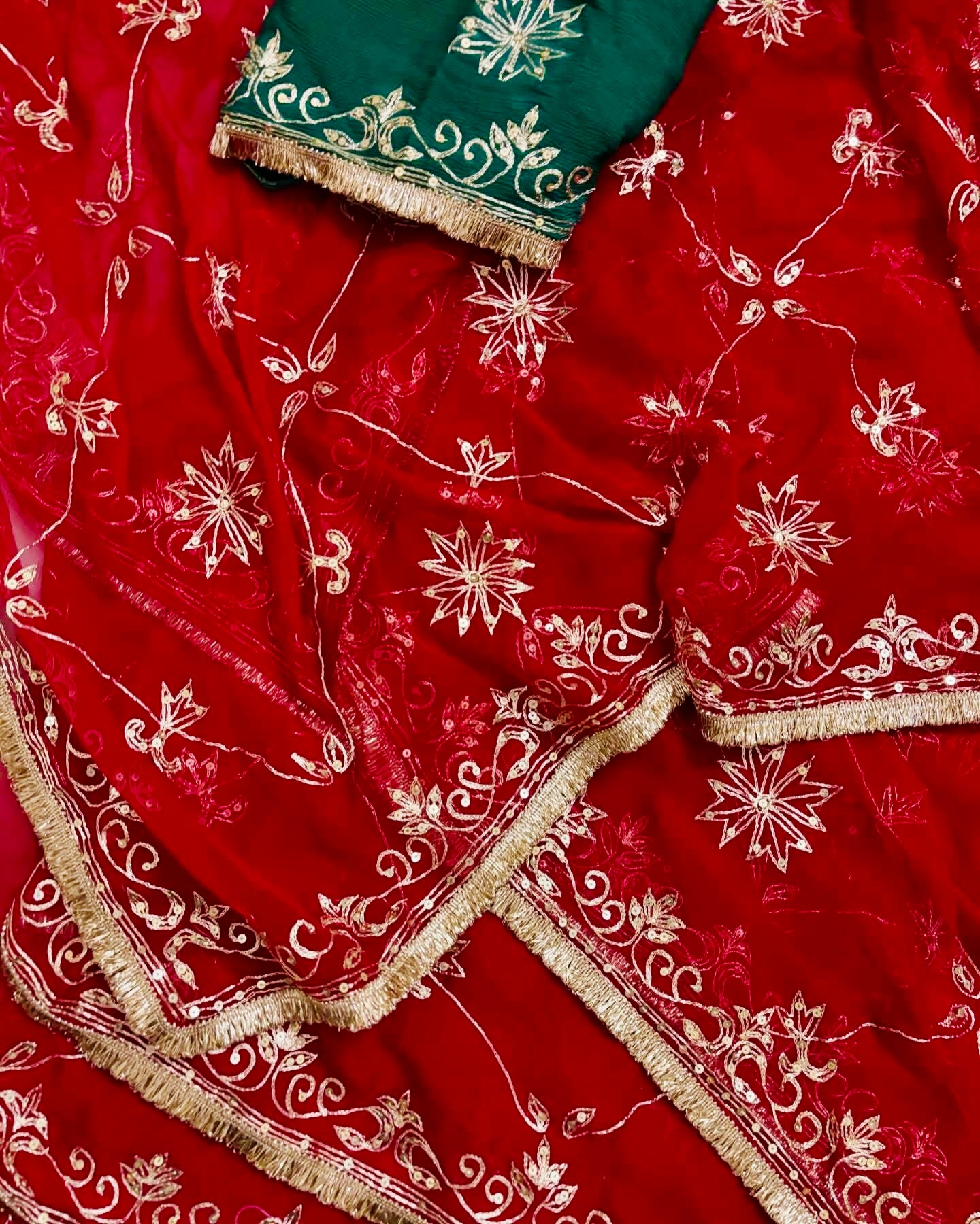 Red Aari Jaal saree