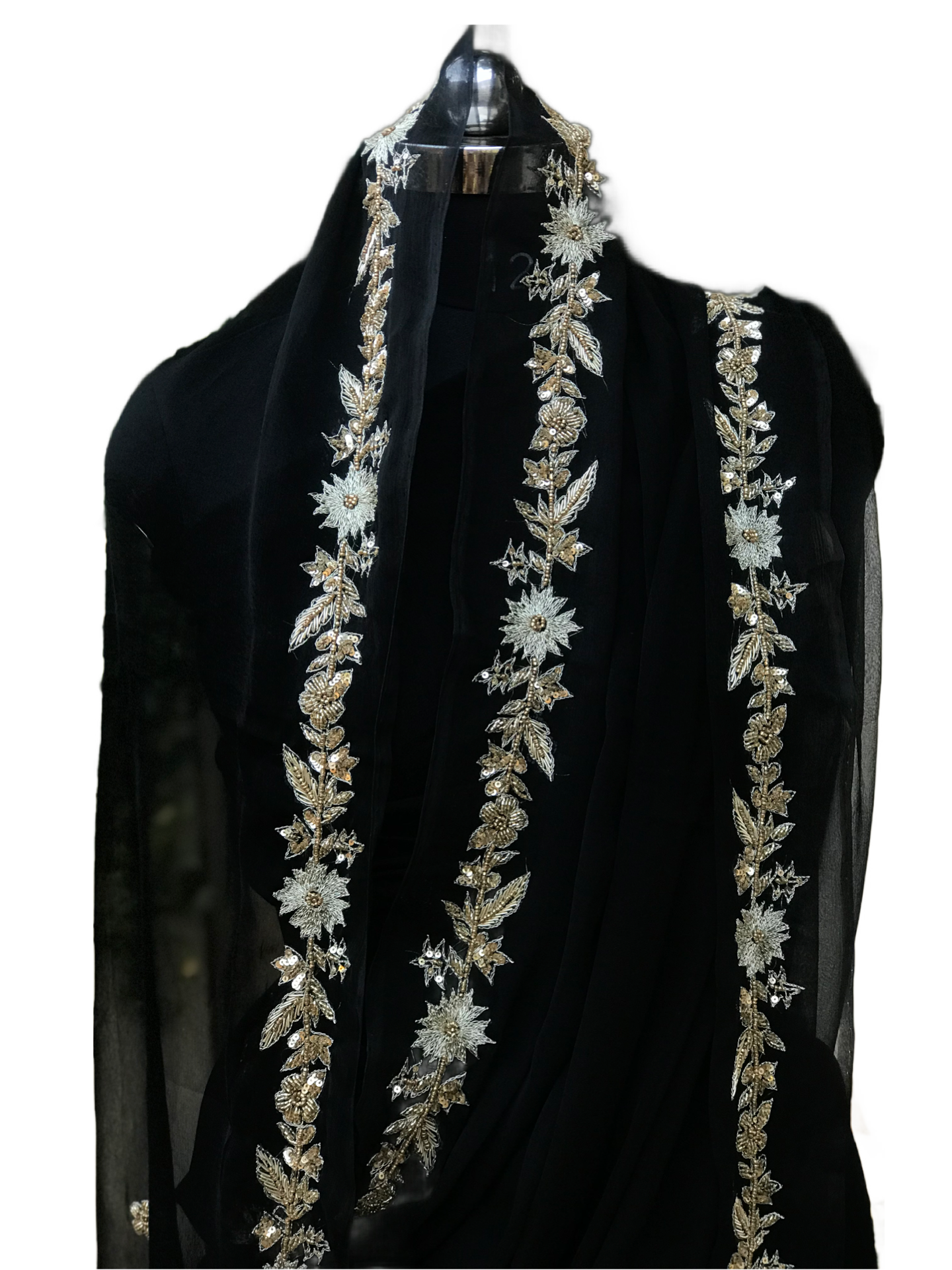 Black Aari Zardoji Sequins Border Miraya Chiffon Sarees