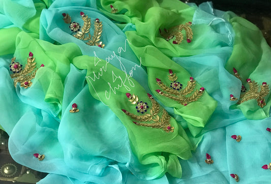 Green Shaded Gottapati Motifs Miraya Sarees