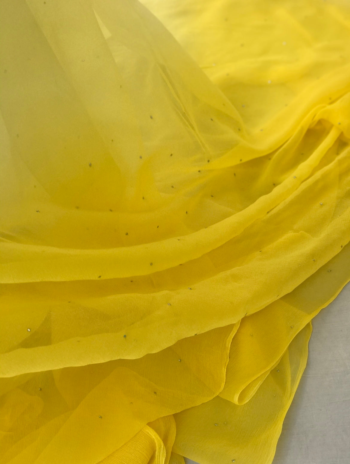 Ombre Lemon Shaded Mukaish Miraya Chiffon Sarees