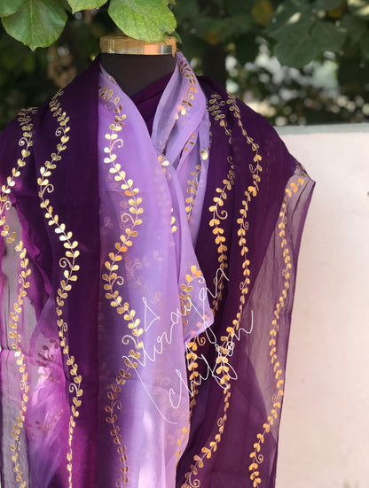 Purple Shaded Gottapati Worked Miraya Chiffon Sarees