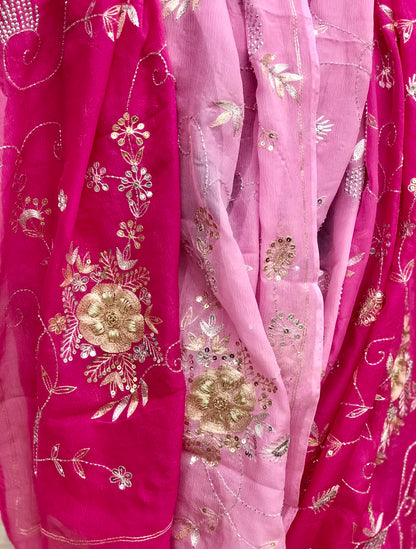 Baby Pink Cutwork Border Miraya Chiffon Sarees