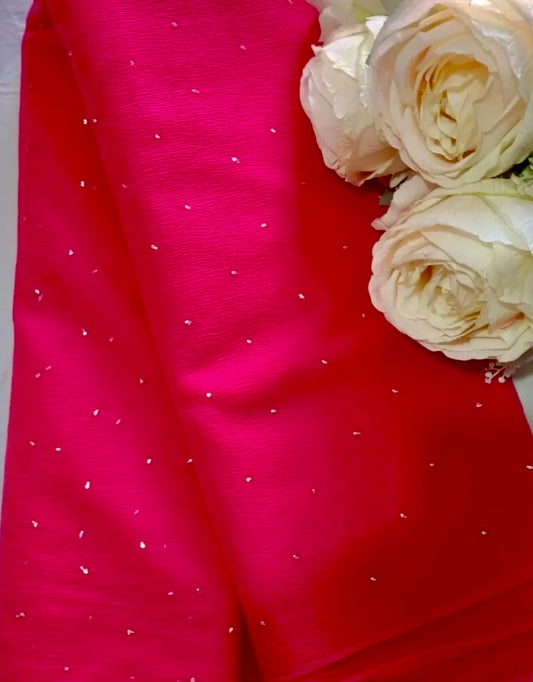 Rani Pink Mukaish Miraya Chiffon Sarees