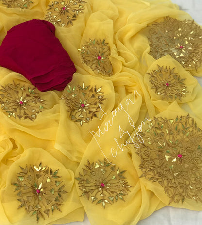 Yellow Gotapati Motifs Miraya Sarees