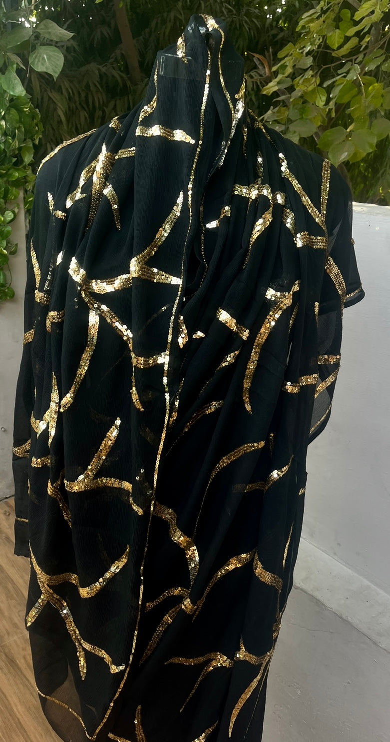 Black Sequins Jaal Miraya Chiffon Sarees