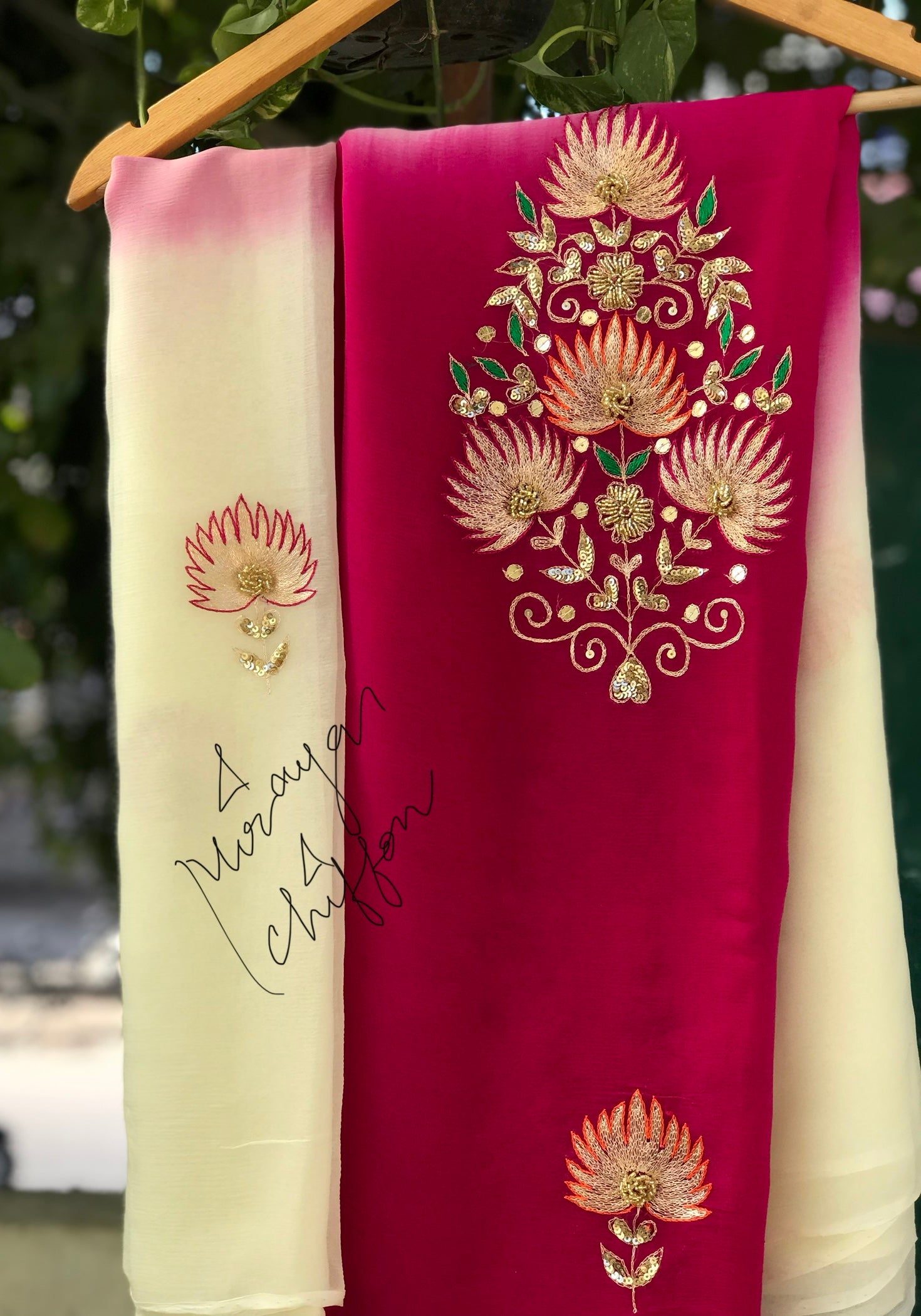 Cream Shaded Aari Motifs Miraya Sarees