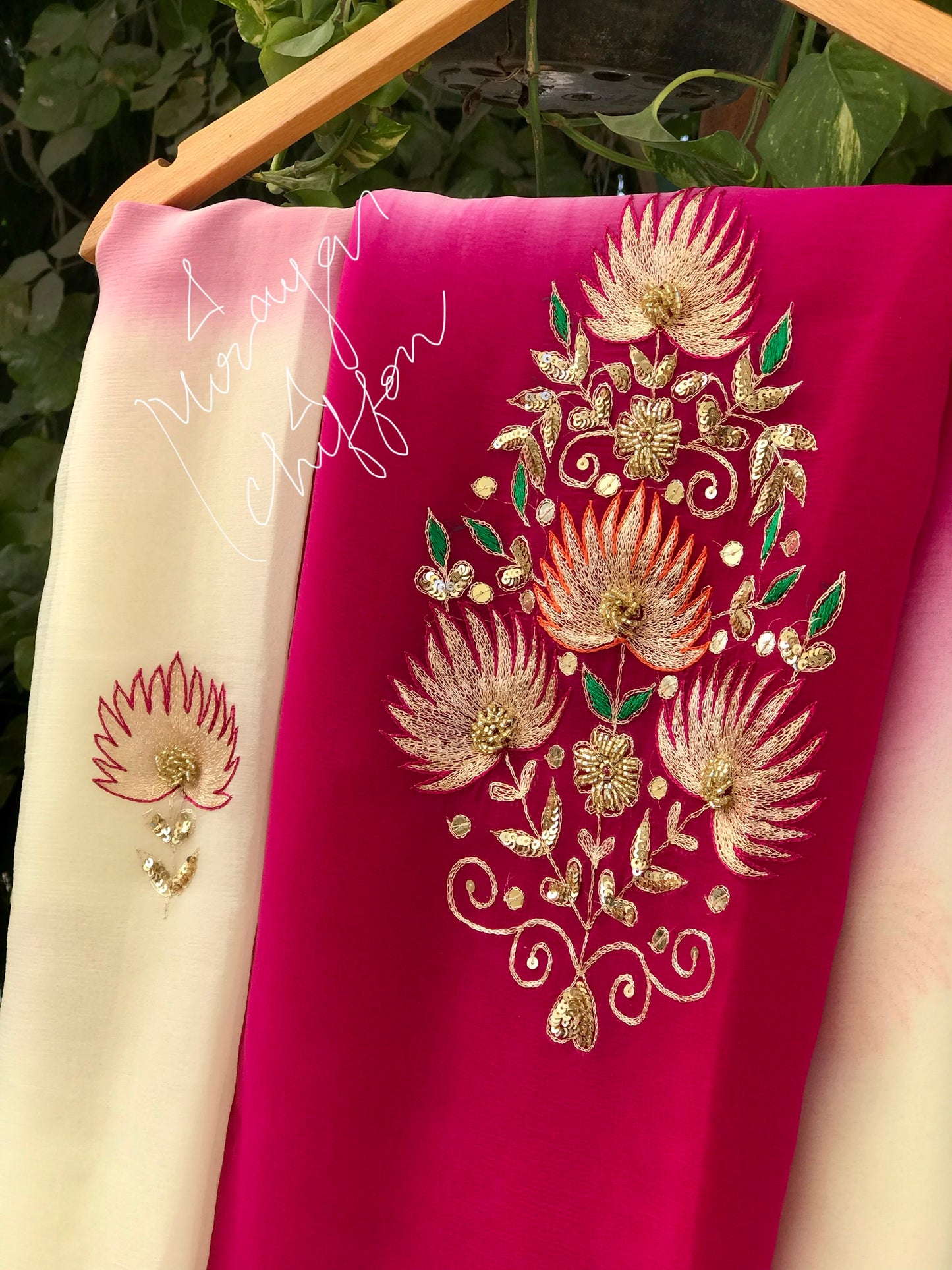 Cream Shaded Aari Motifs Miraya Sarees