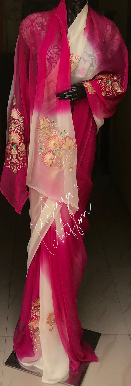 Cream Shaded Aari Motifs Miraya Sarees