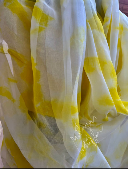 Yellow Shibori Tie & Dye Miraya Chiffon Sarees