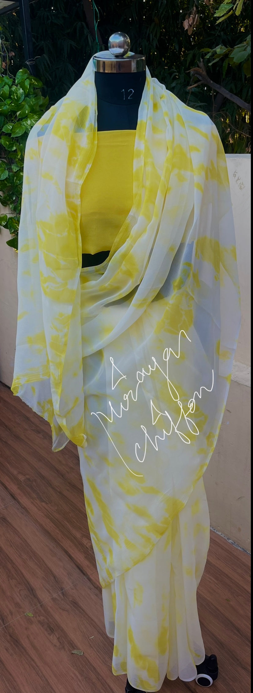 Yellow Shibori Tie & Dye Miraya Chiffon Sarees