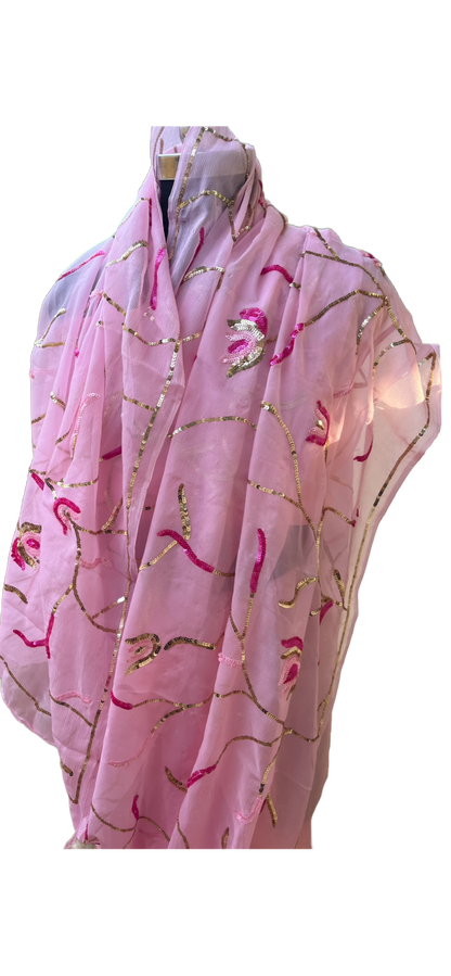 Pink Sequins Jaal Miraya Chiffon Sarees