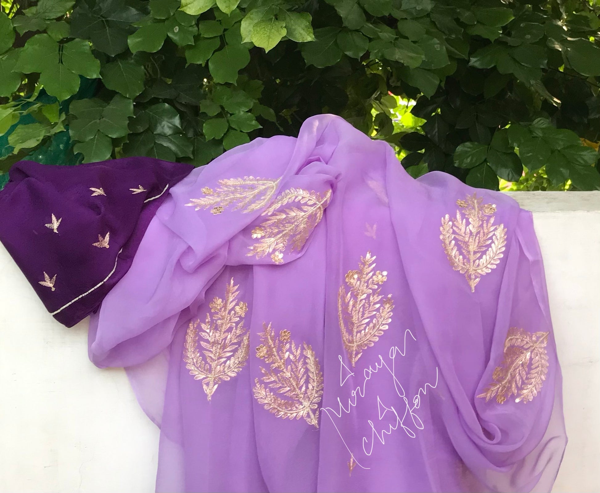 Lavender Aari Motifs Miraya Sarees