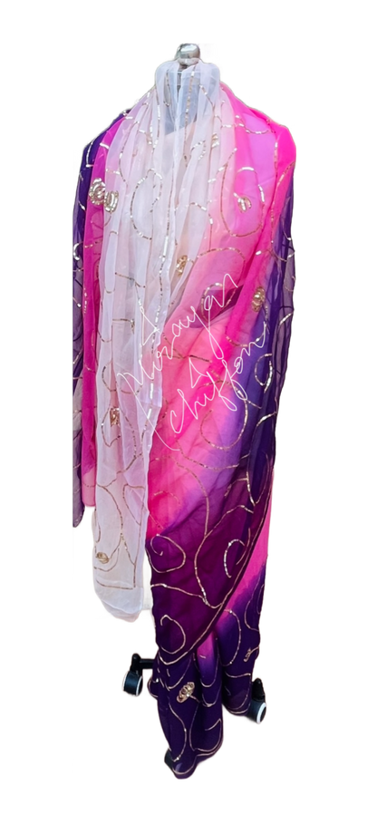 Pink Ombre Dyed Jaal Miraya Chiffon Sarees