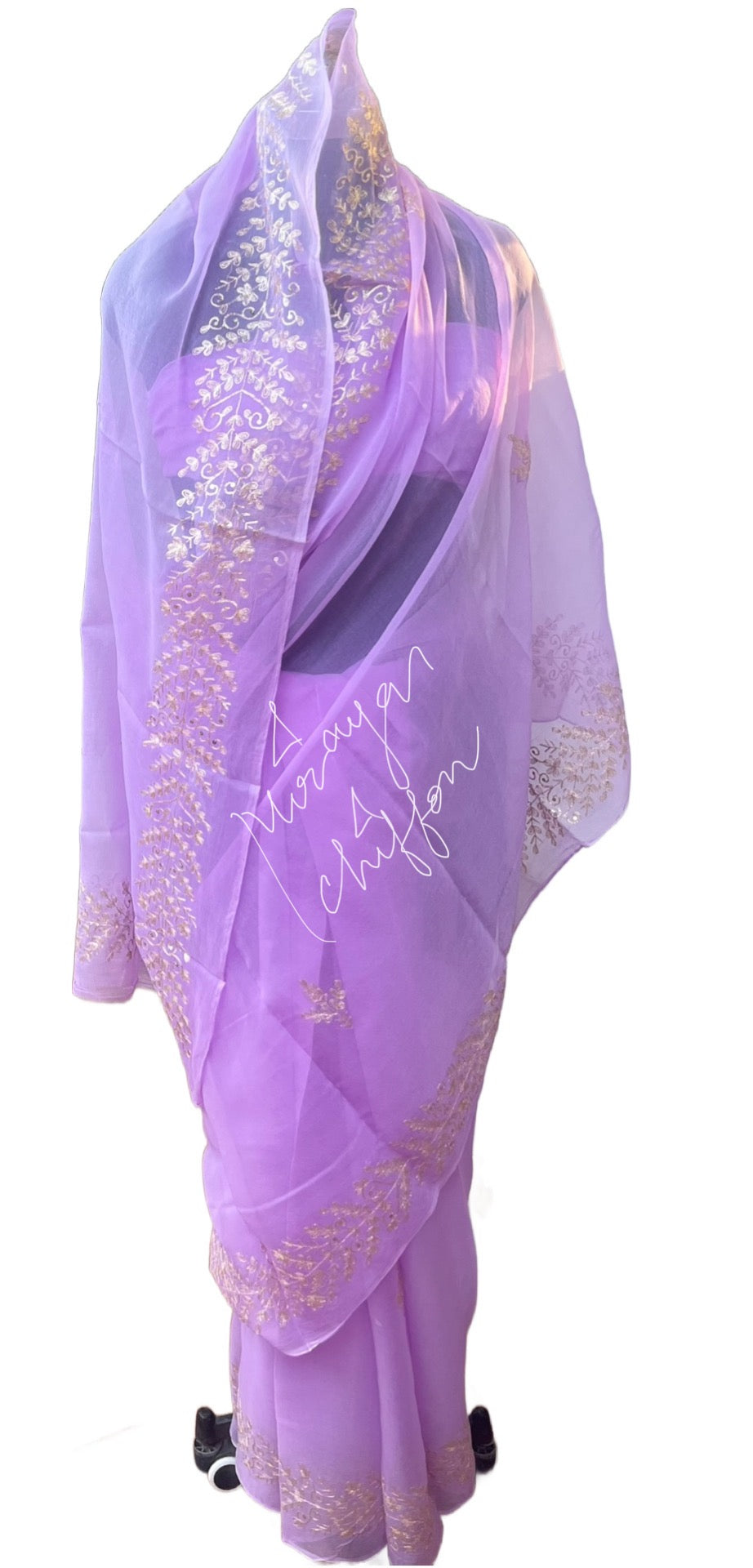 Lavender Aari Border Miraya Chiffon Sarees