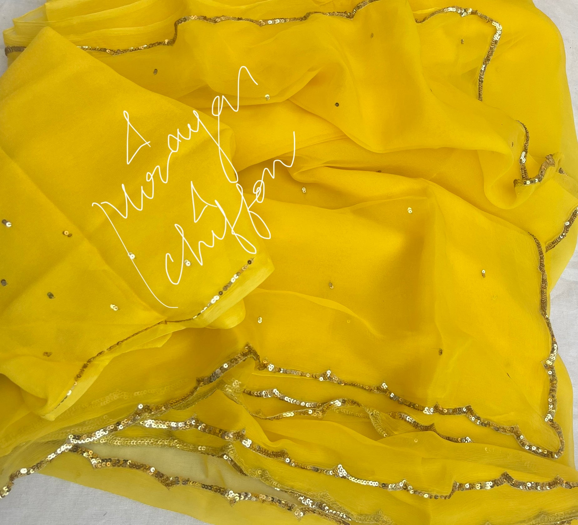 Yellow Scallop Border Miraya Sarees