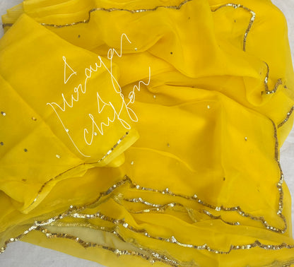 Yellow Scallop Border Miraya Sarees