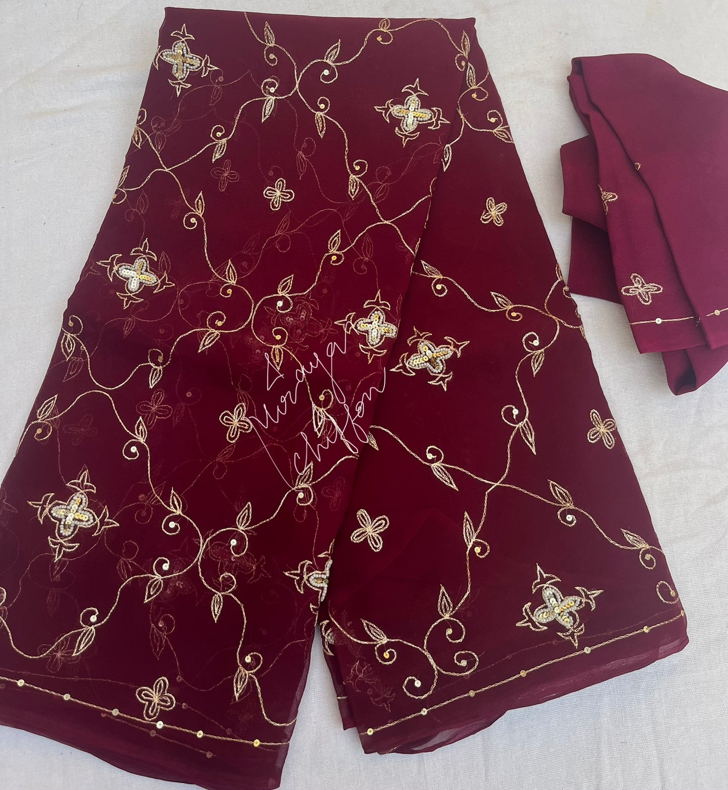 Maroon Aari Jaal Miraya Sarees