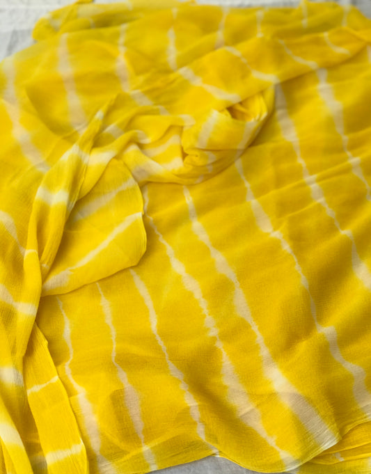 Yellow Lehriya Miraya Chiffon Sarees