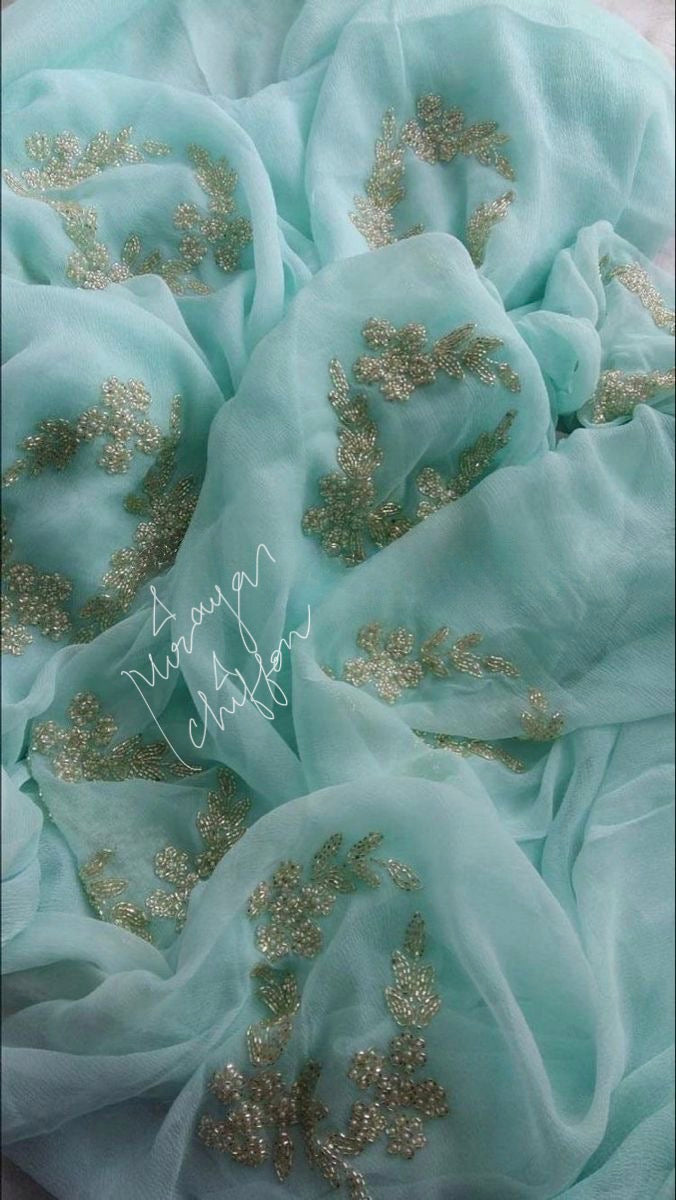 Powder Blue Cutdana Motifs Miraya Sarees