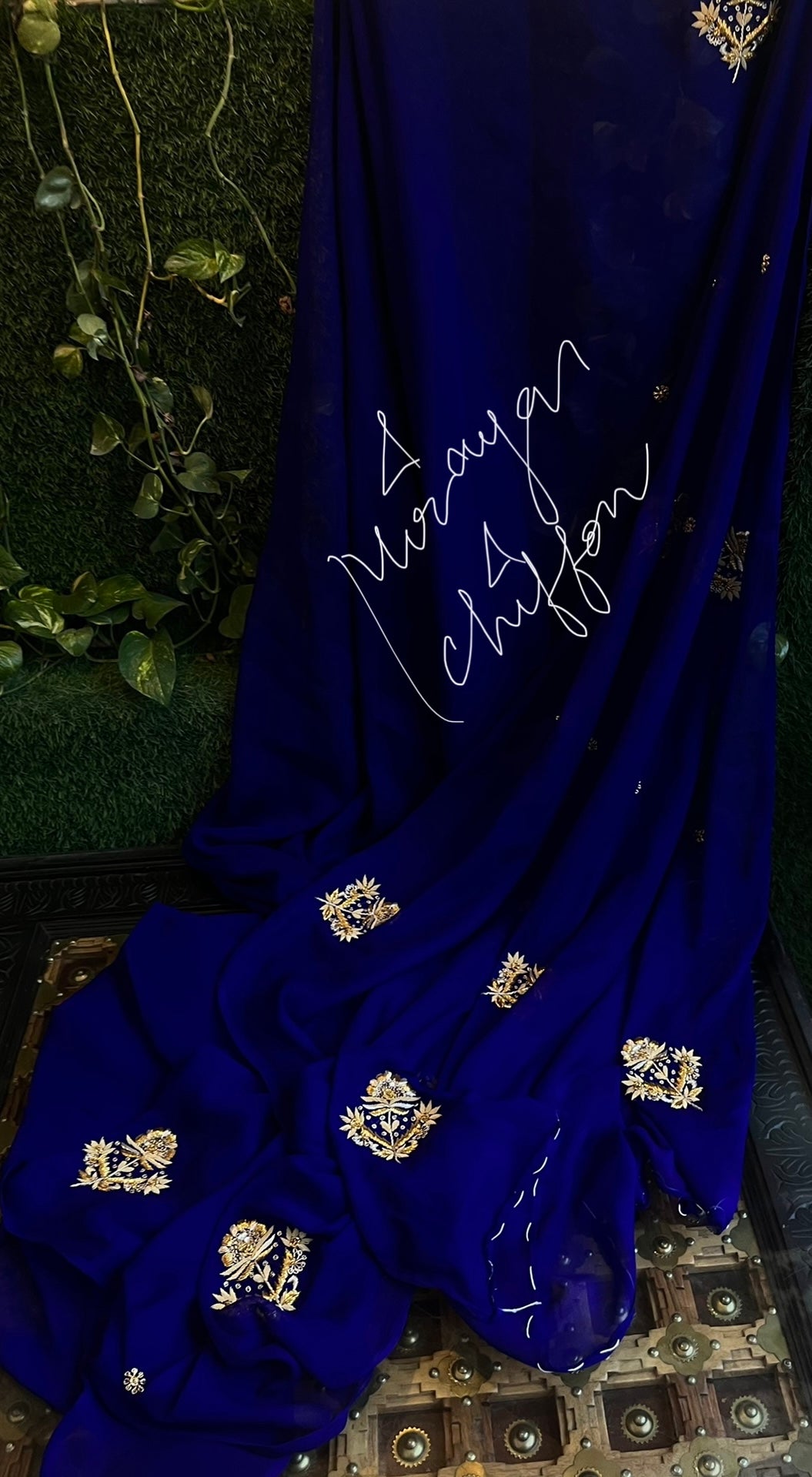 Blue Zardogi Motifs Miraya Chiffon Sarees