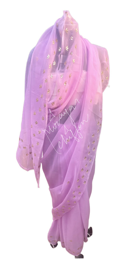 Lavender Gottapati Border Miraya Chiffon Sarees