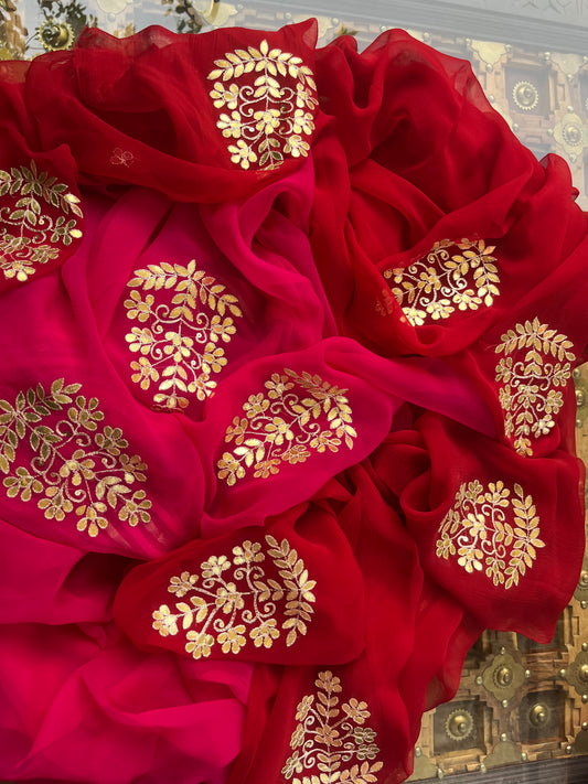 Red Shaded Gottapati Motifs Miraya Sarees