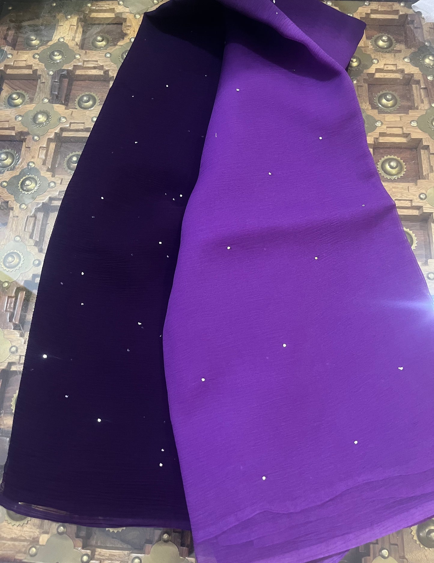 Ombre Purple Mukaish Miraya Chiffon Sarees