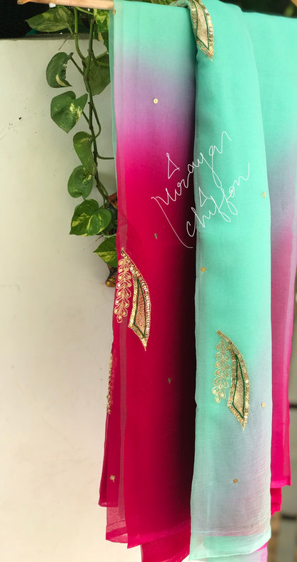 Magenta Shaded Aari Motifs Miraya Sarees