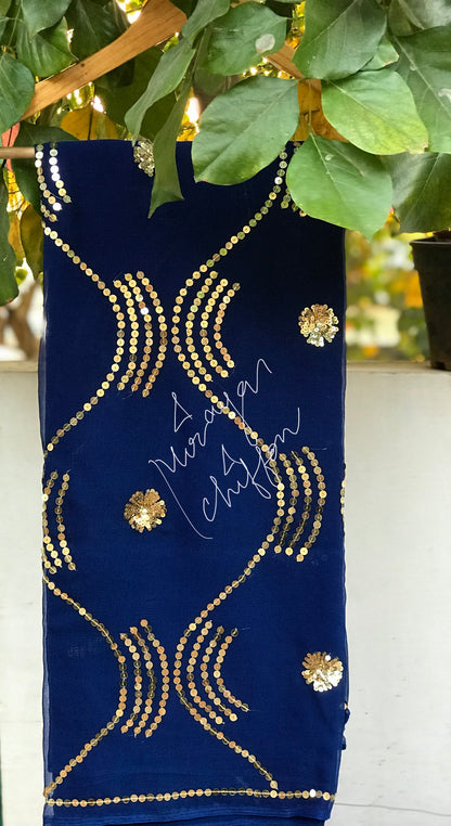 Blue Sequins Jaal Miraya Chiffon Sarees