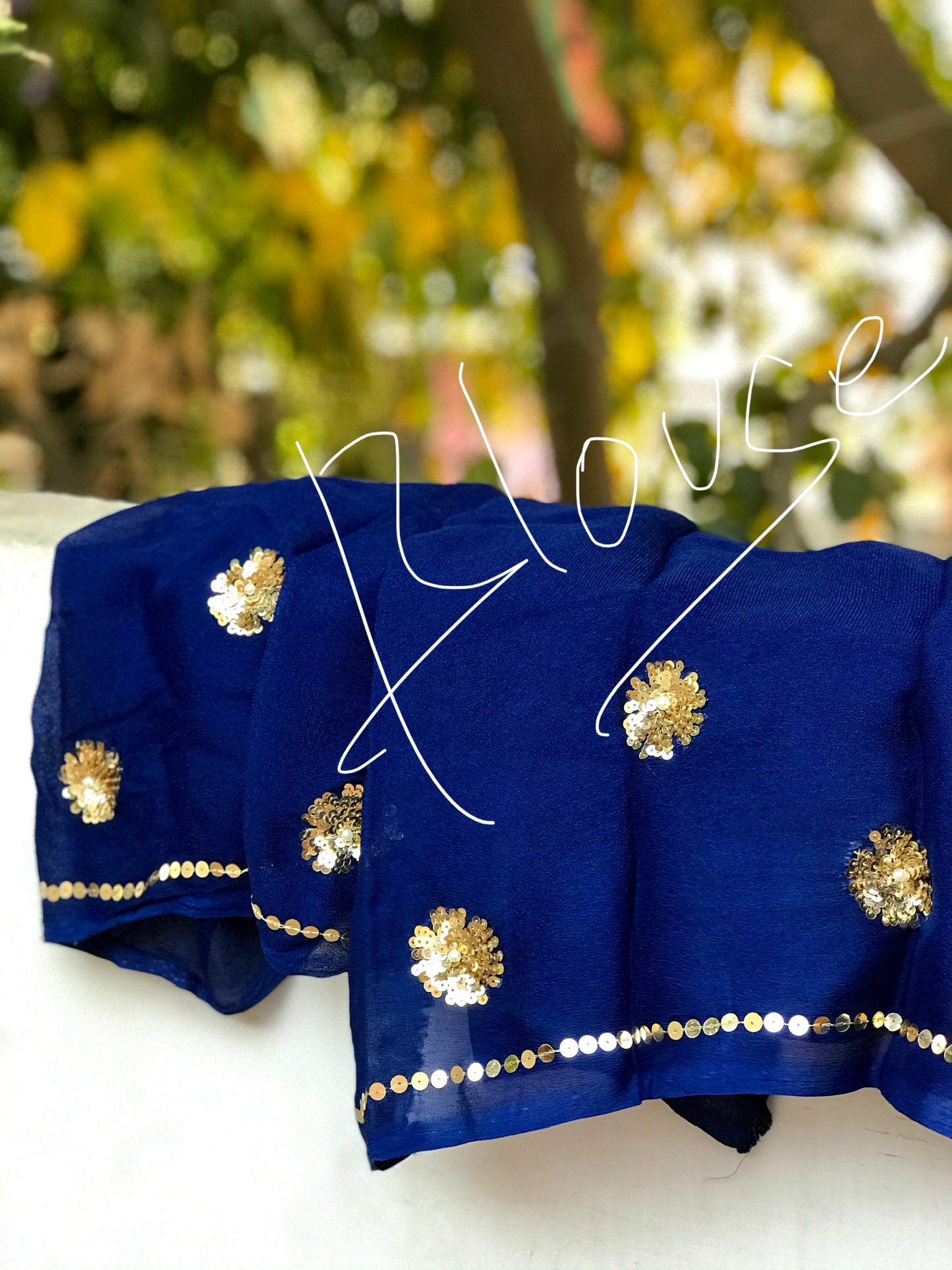 Blue Sequins Jaal Miraya Chiffon Sarees