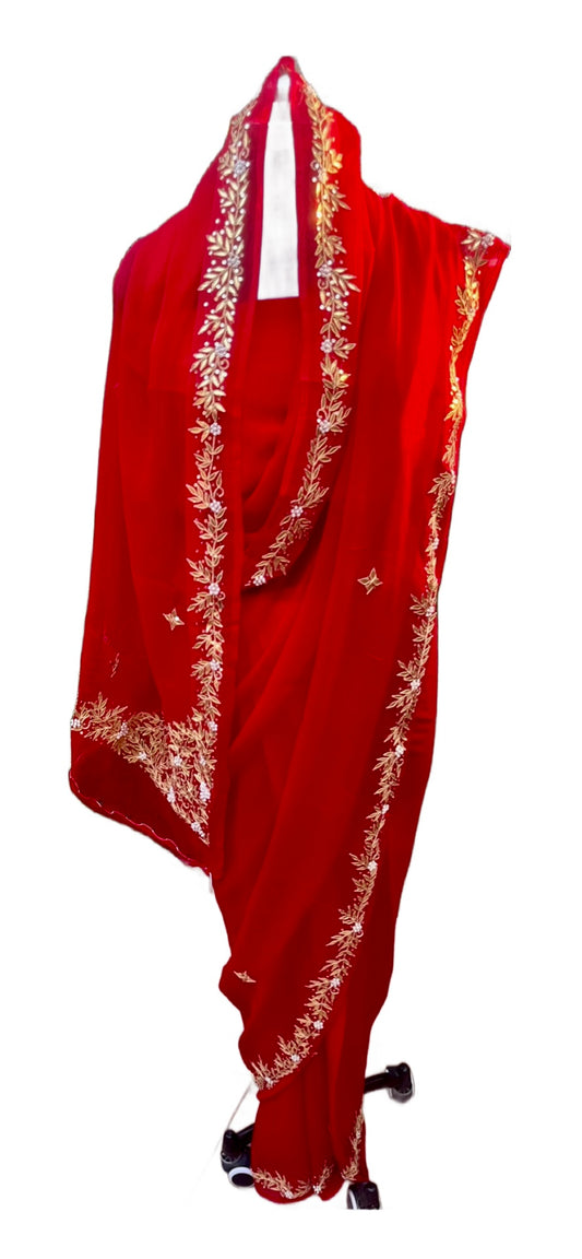 Red Gottapati Border Miraya Chiffon Sarees