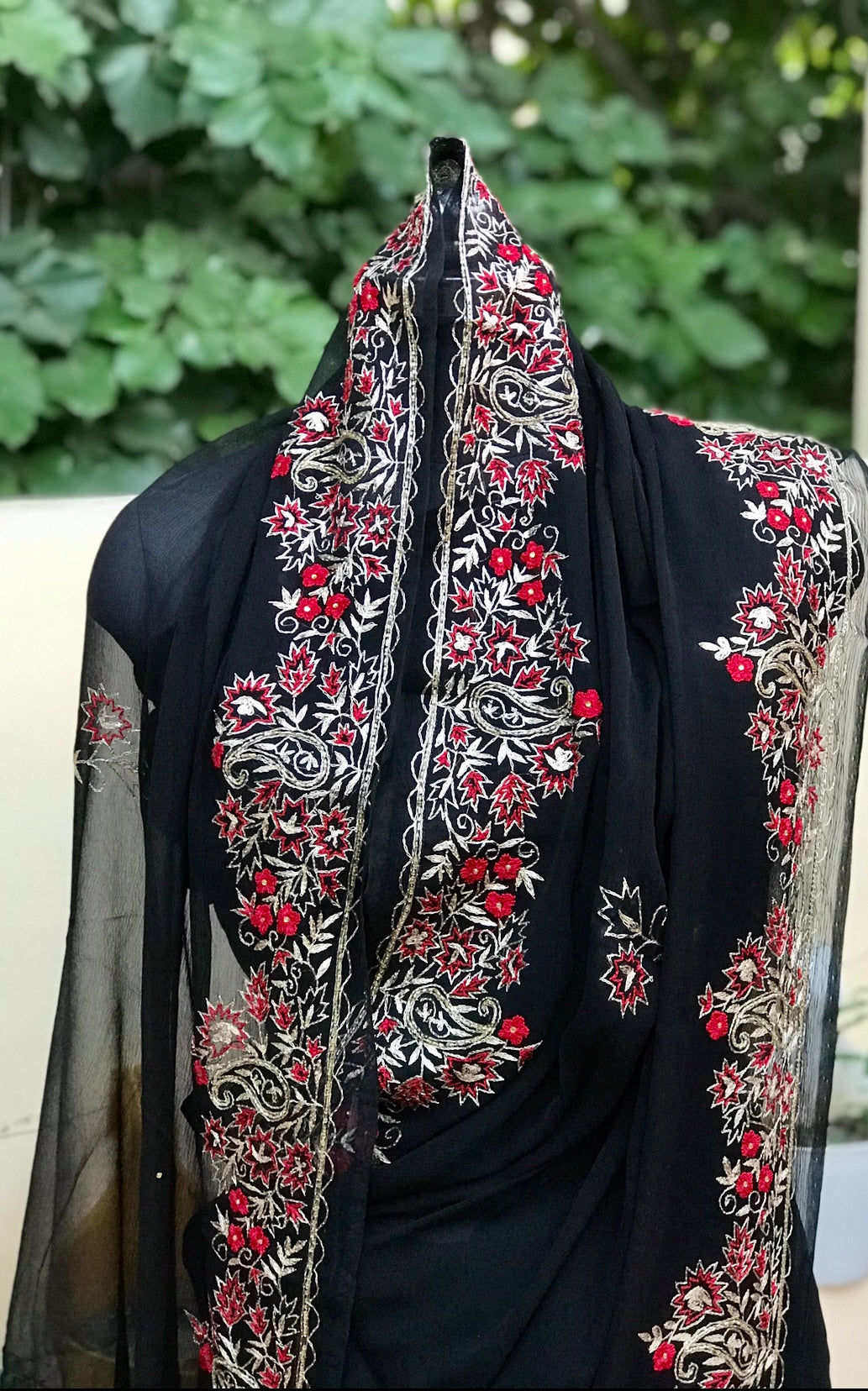 Black Aari Thread Cutdana Border Miraya Chiffon Sarees