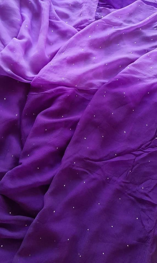 Purple Shaded Mukaish Miraya Chiffon Sarees