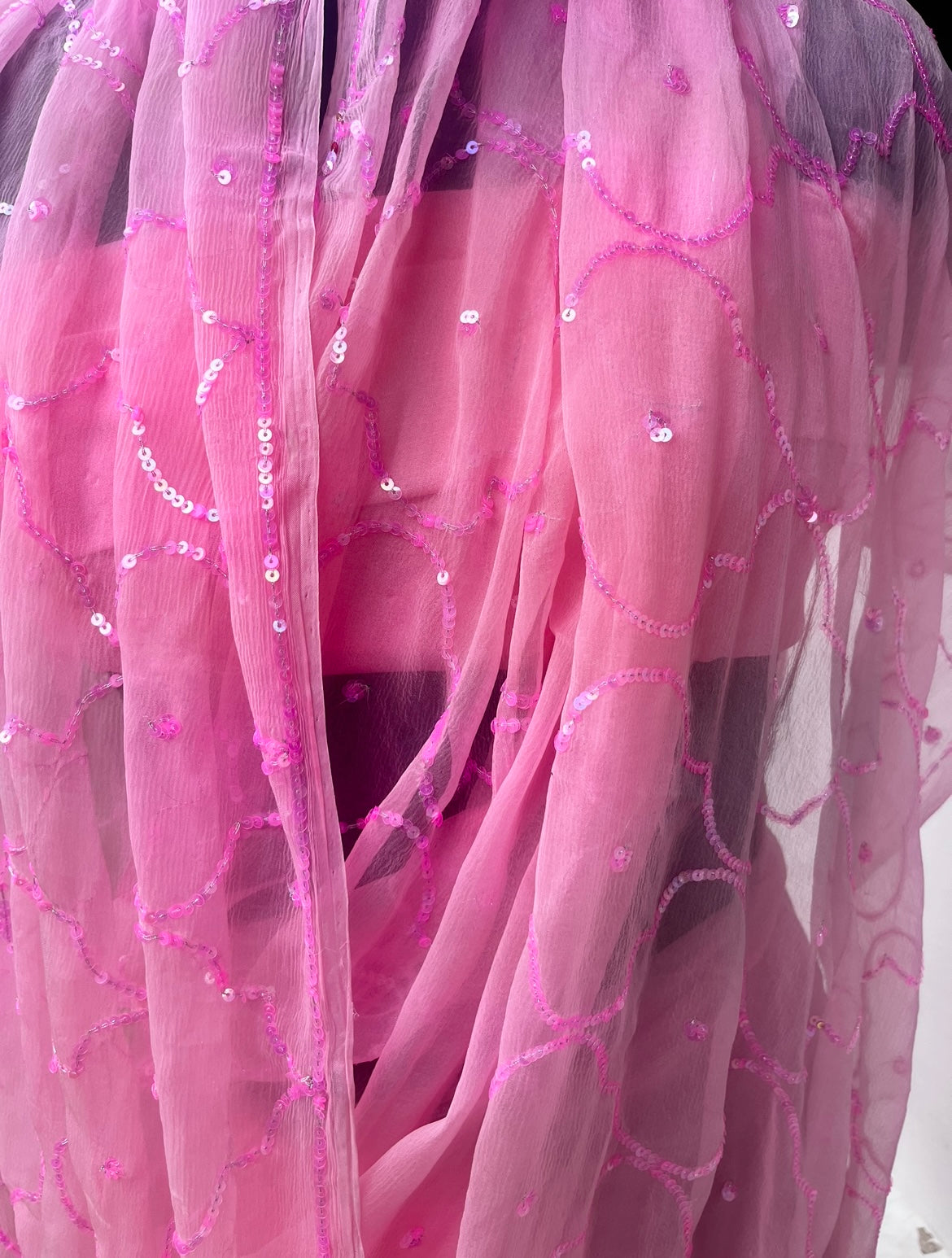 Pink Sequins Jaal Miraya Chiffon Sarees