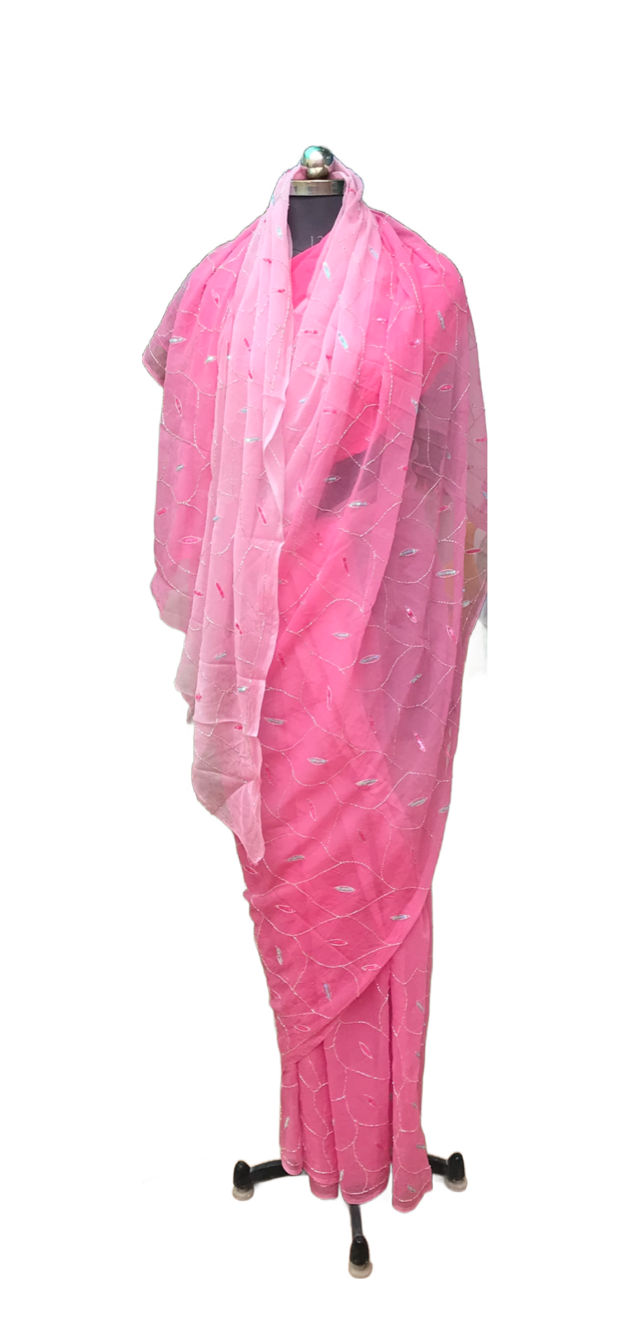 Pink Shaded Cutdana Jaal Miraya Chiffon Sarees