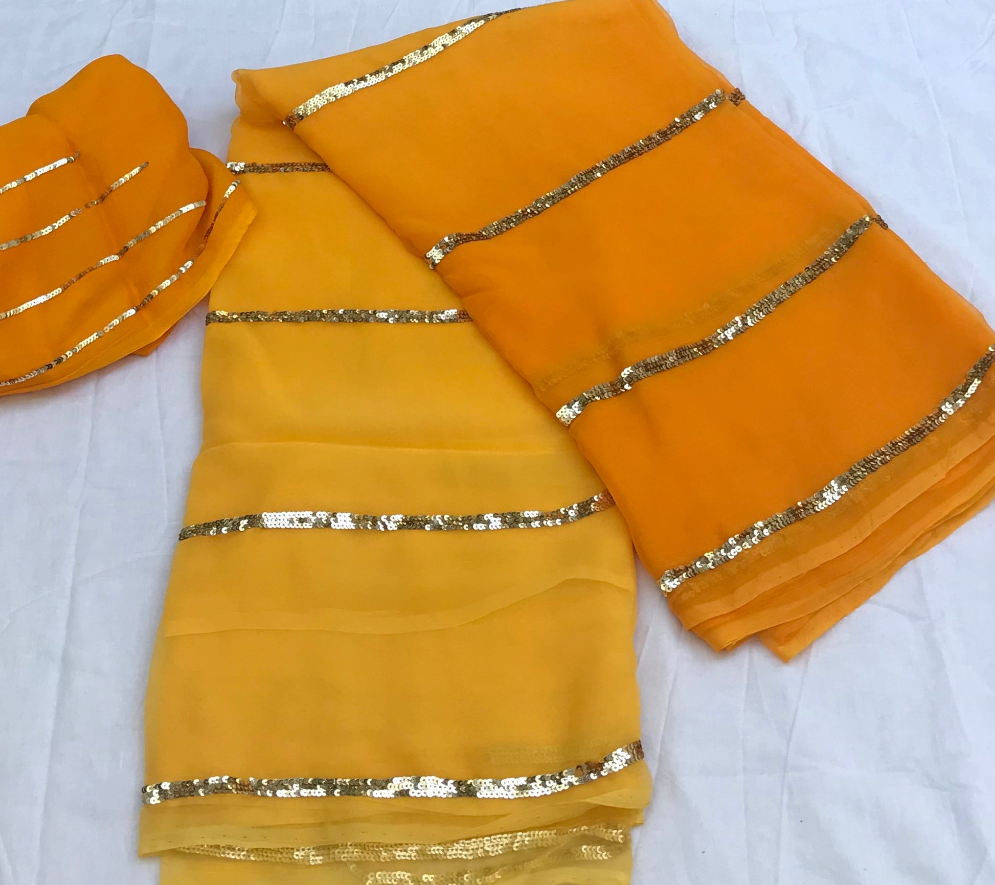 Yellow Ombre Sequins Lines Miraya Sarees