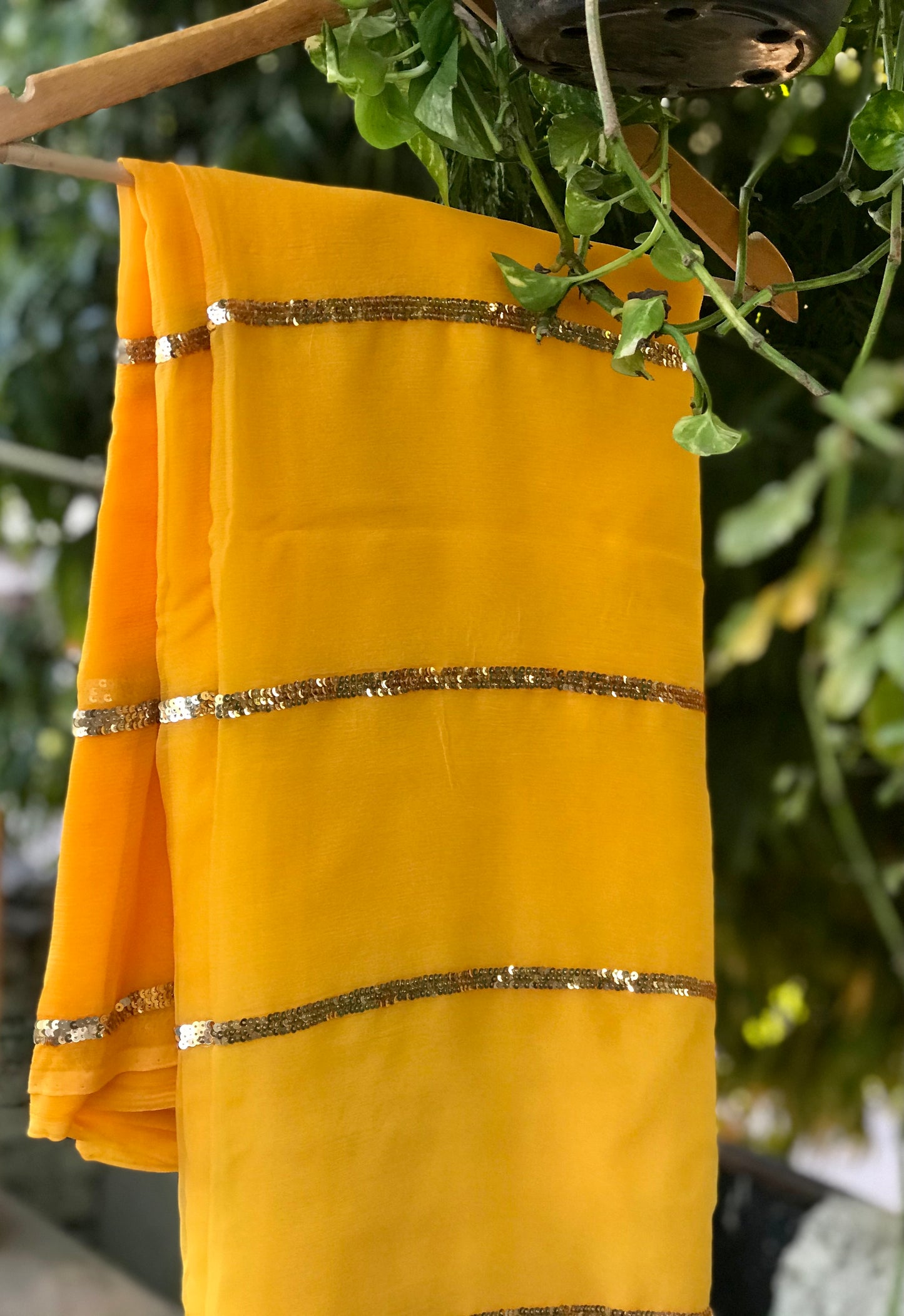 Yellow Ombre Sequins Lines Miraya Sarees