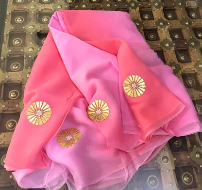 Peach Pink Shaded Laffa Cutting Motifs Miraya Sarees