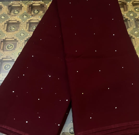 Maroon Mukaish Miraya Chiffon Sarees