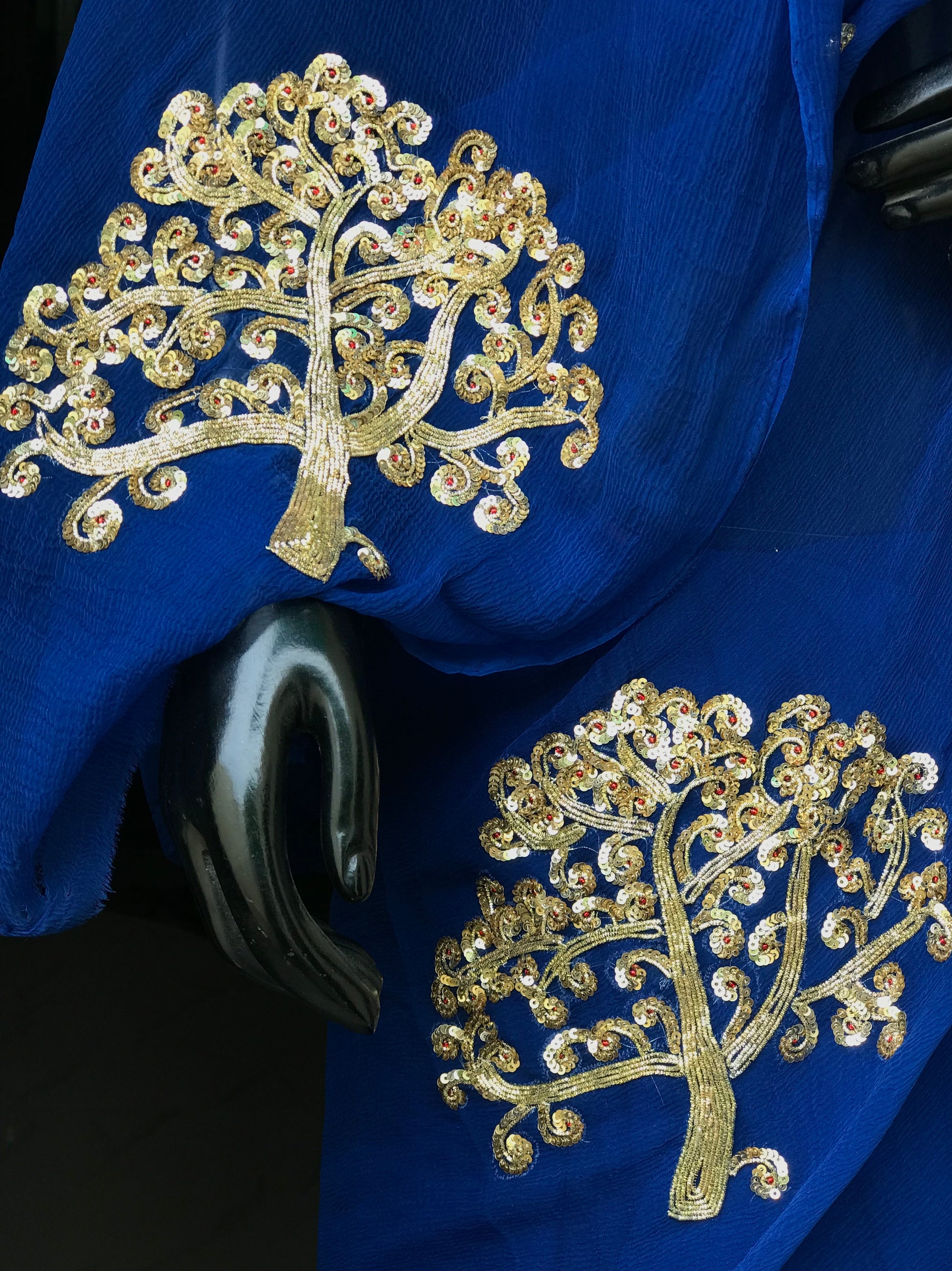 Blue Cutdana Motifs Miraya Chiffon Sarees