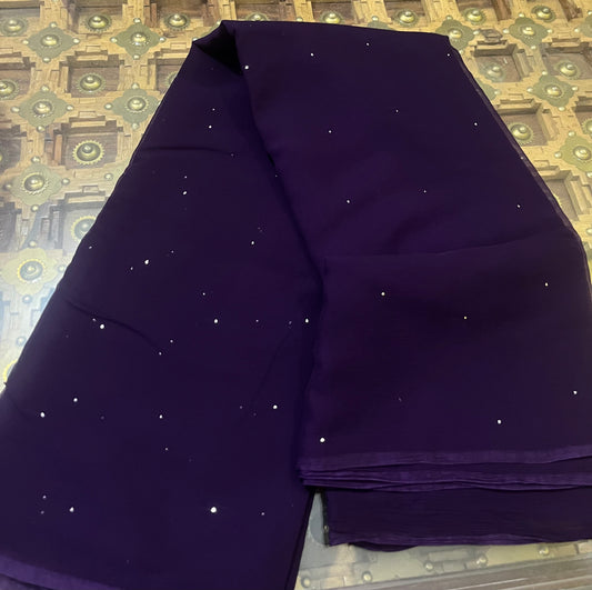 Purple Mukaish Miraya Chiffon Sarees