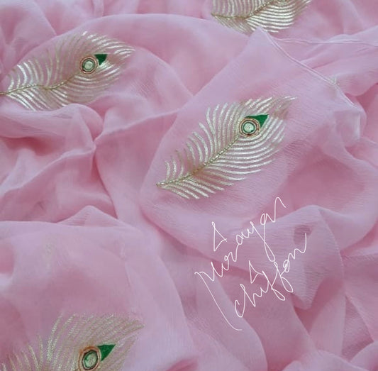 Pink aari motifs Miraya Sarees