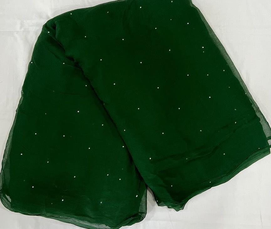 Green Mukaish Miraya Chiffon Sarees