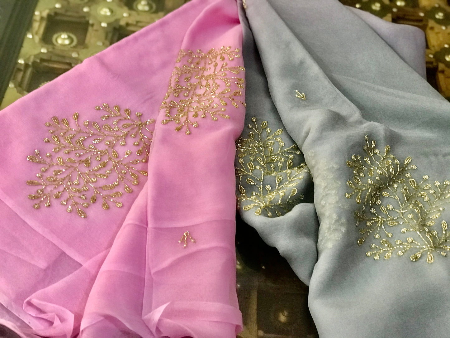 Grey Shaded Cutdana Motifs Miraya Sarees