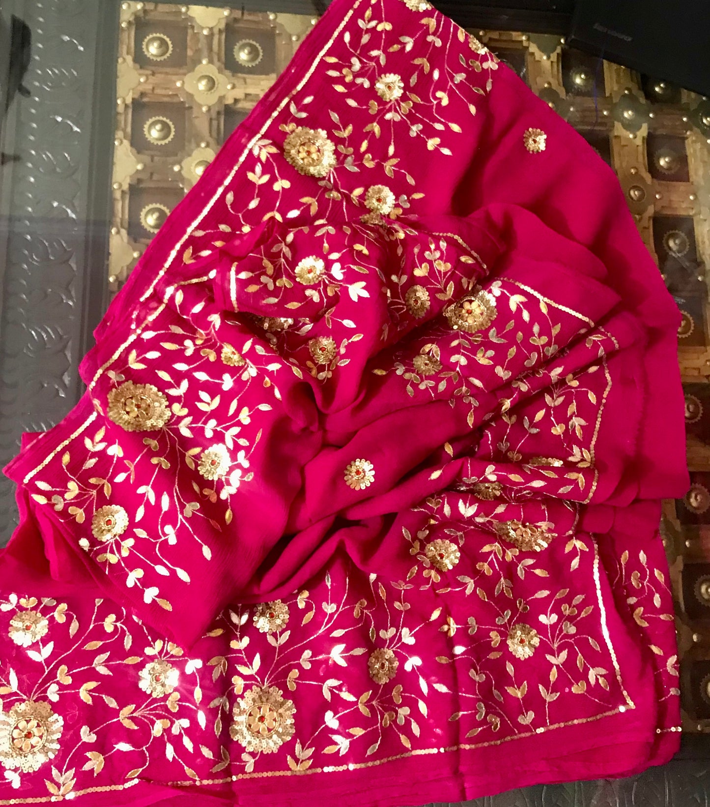 Magenta Gottapati Border Miraya Chiffon Sarees