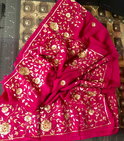 Magenta Gottapati Border Miraya Chiffon Sarees