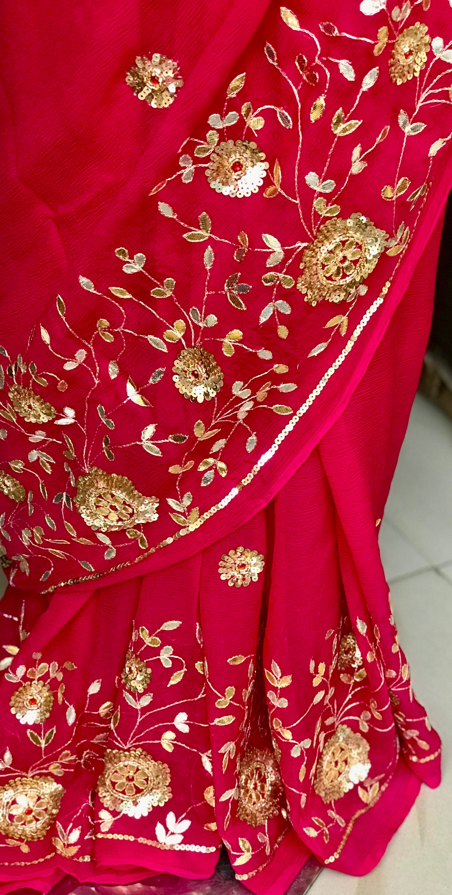 Magenta Gottapati Border Miraya Chiffon Sarees