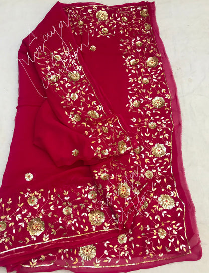 Magenta Gottapati Border Miraya Chiffon Sarees